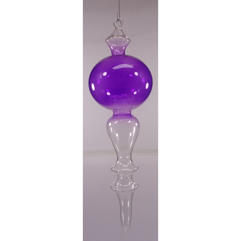 Gradient Purple & Clear Christmas Balls 6pcs Set Handblown Glass Christmas Decor for Tree