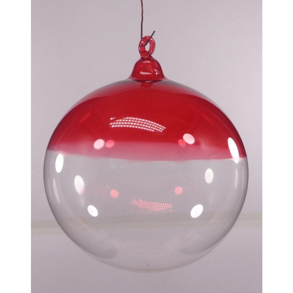 Gradient Red & Clear Christmas Balls 6pcs Set Handblown Glass Christmas Decor for Tree