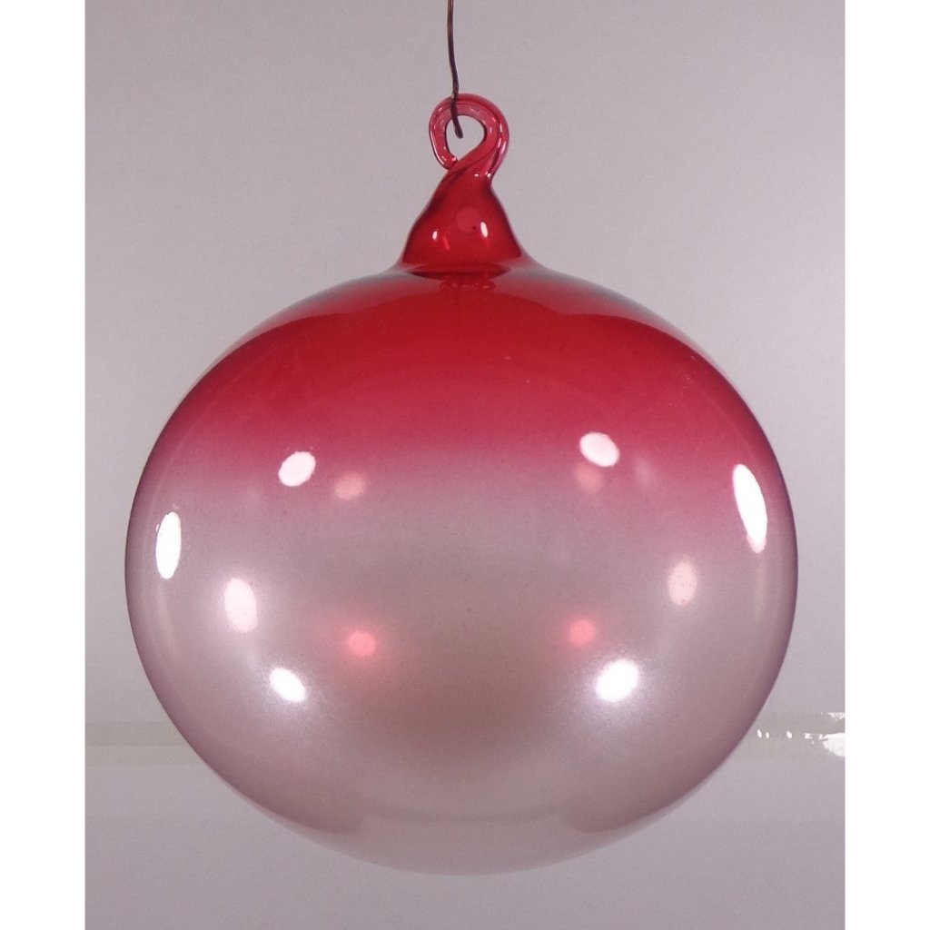 Gradient Red & Pearl White Christmas Balls 6pcs Set Handblown Glass Christmas Decor for Tree