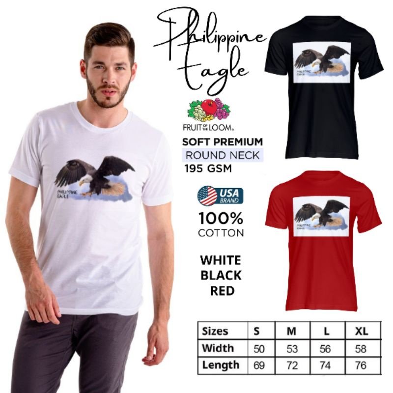 Phillippine Eagle Fruit of the Loom T-Shirt Round Neck 100% Cotton