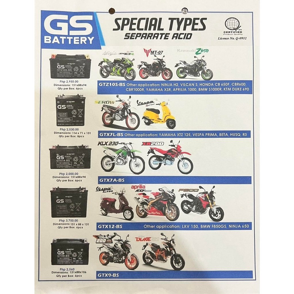 GS Motorcycle Battery 12N5-3B for RAIDER J,CRYPTON & MIO - Image 3