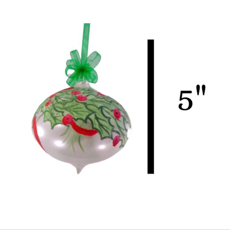 Green HandpaintedHandpainted Glass Ball Ornaments 12cm 6pc Set - Image 2