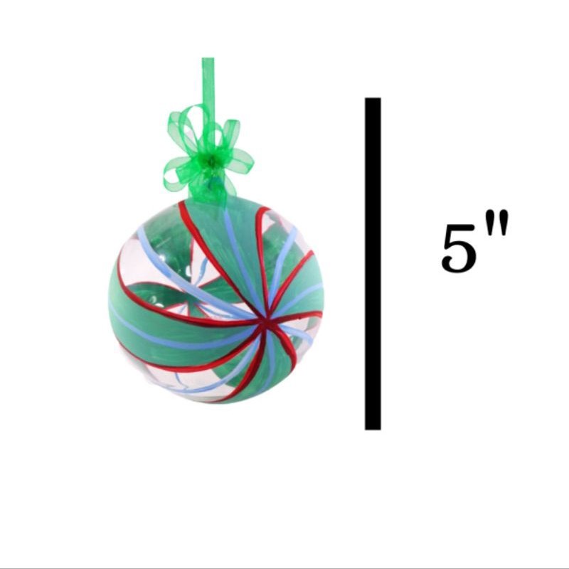 Green HandpaintedHandpainted Glass Ball Ornaments 12cm 6pc Set - Image 6