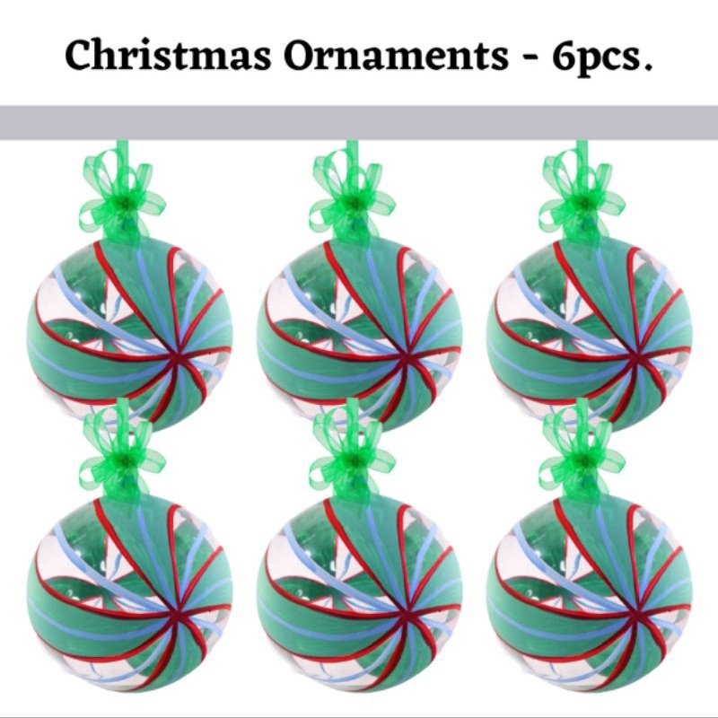 Green HandpaintedHandpainted Glass Ball Ornaments 12cm 6pc Set - Image 8