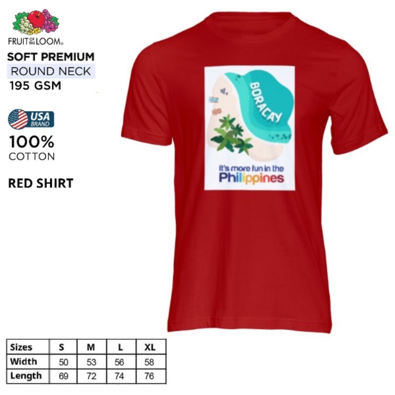 Boracay Fruit of the Loom T-Shirt Round Neck 100% Cotton - Image 2