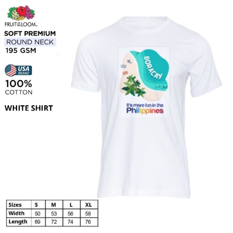 Boracay Fruit of the Loom T-Shirt Round Neck 100% Cotton - Image 4