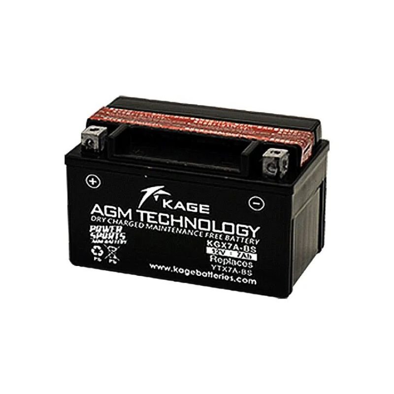 KAGE KGX7A-BS Maintenance-Free Motorcycle Battery (YTX7A-BS)