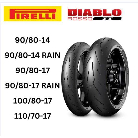 PIRELLI DIABLO ROSSO CORSA II (90/80-14, 90/80-14 RAIN, 90/80-17, 90/80-17 RAIN, 100/80-17, 110/70-1