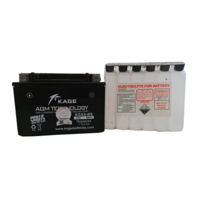 KAGE KGX9-BS Maintenance-Free Motorcycle Battery (YTX9-BS) - Image 2