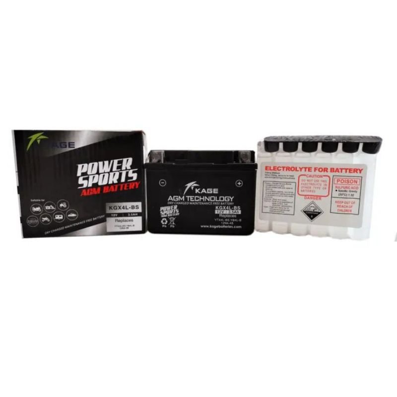 KAGE KGX4L-BS Maintenance-Free Motorcycle Battery (12N4-4B; YB4L-B; YTX4L-BS) - Image 2