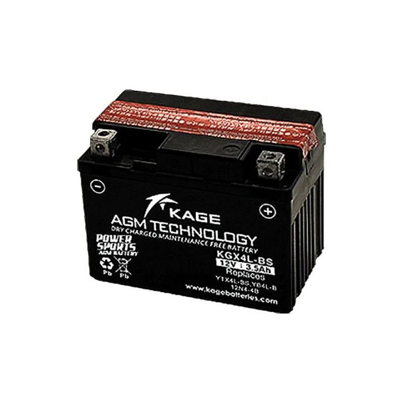 KAGE KGX4L-BS Maintenance-Free Motorcycle Battery (12N4-4B; YB4L-B; YTX4L-BS)