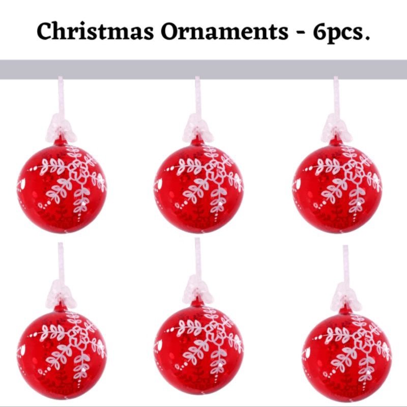 Red Handpainted Christmas Balls Big 12cm 6pcs Set - Image 3