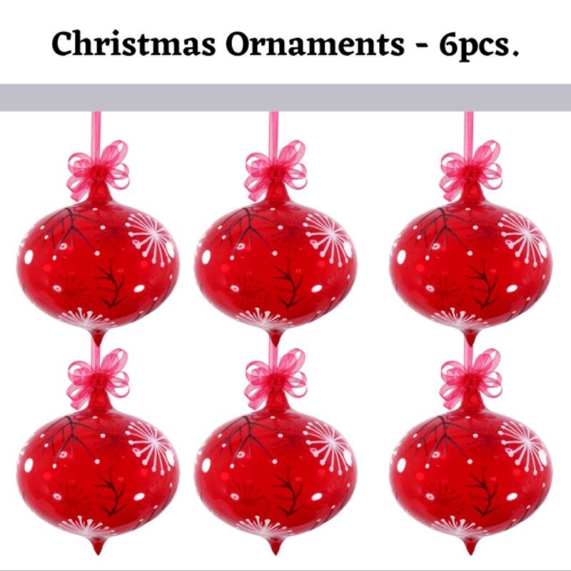 Red Handpainted Christmas Balls Big 12cm 6pcs Set - Image 4
