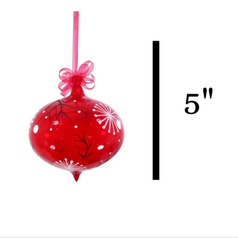 Red Handpainted Christmas Balls Big 12cm 6pcs Set - Image 5