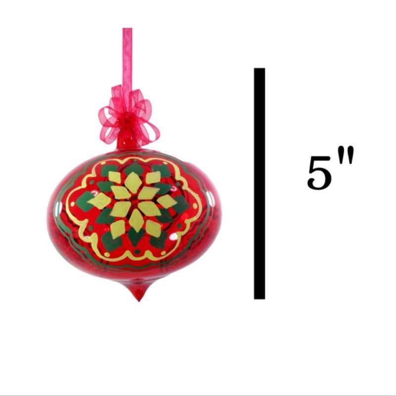 Red Handpainted Christmas Balls Big 12cm 6pcs Set - Image 7