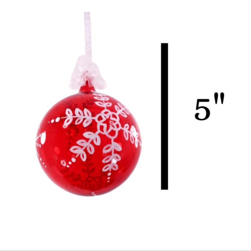Red Handpainted Christmas Balls Big 12cm 6pcs Set - Image 8