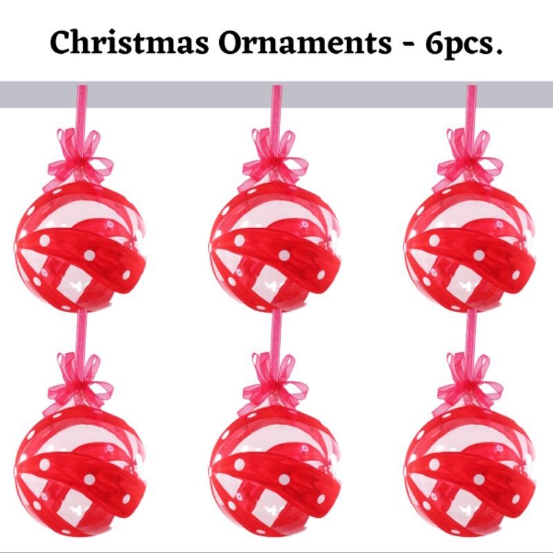 Red Handpainted Christmas Balls Big 12cm 6pcs Set - Image 9