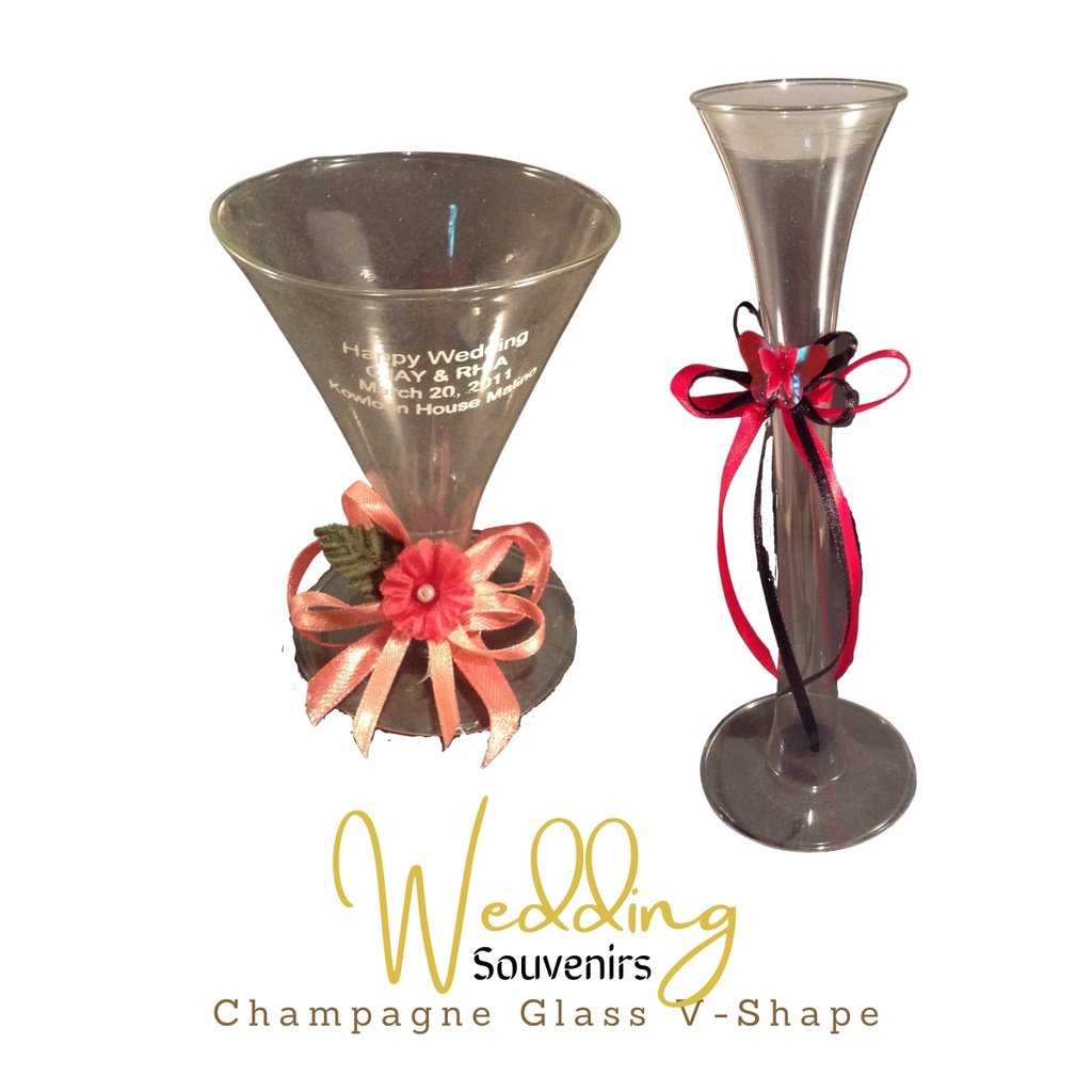 Champagne Glass V Shaped Flute Wedding Souvenir & Giveaways (Minimum of 20 pcs) - Image 2