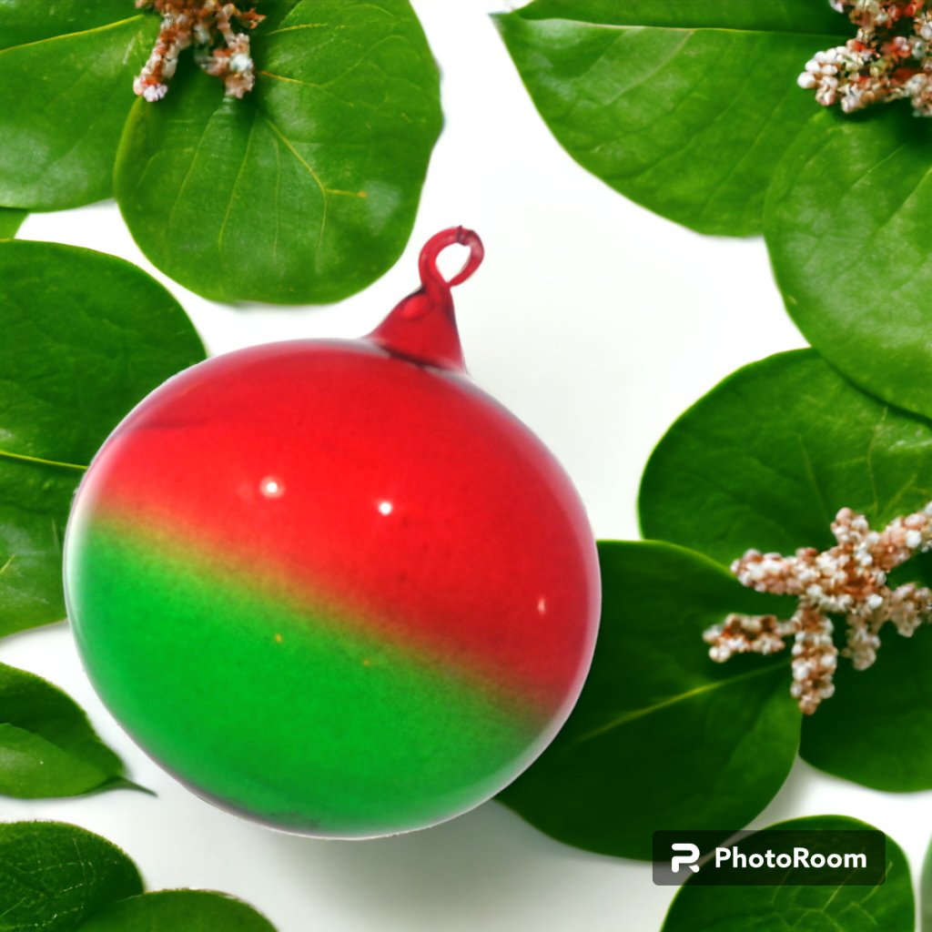 Gradient Red & Green Christmas Balls 6pcs Set Handblown Glass Christmas Decor for Tree - Image 2
