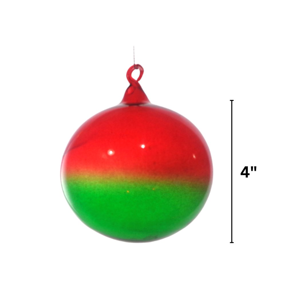 Gradient Red & Green Christmas Balls 6pcs Set Handblown Glass Christmas Decor for Tree - Image 5