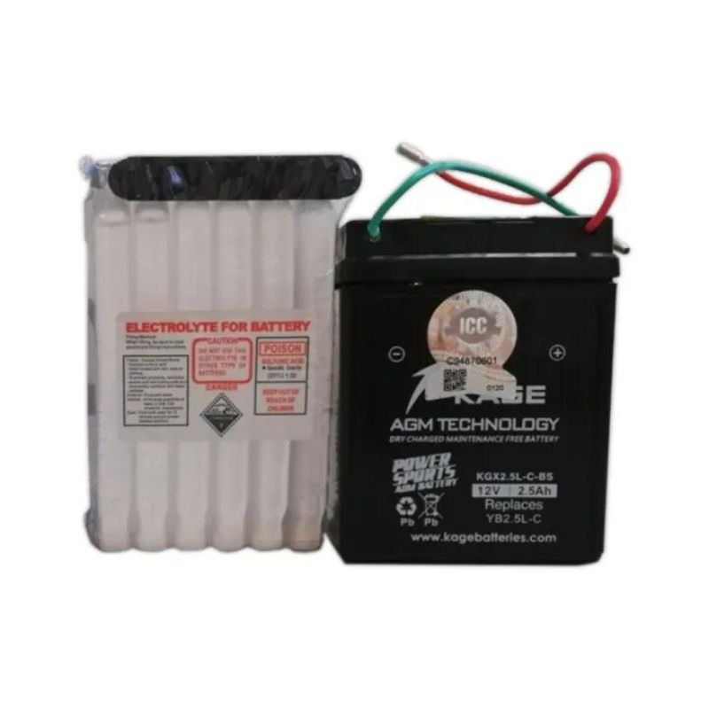 KAGE KGX2.5L-C-BS Maintenance-Free Motorcycle Battery (YB2.5L-C) - Image 2