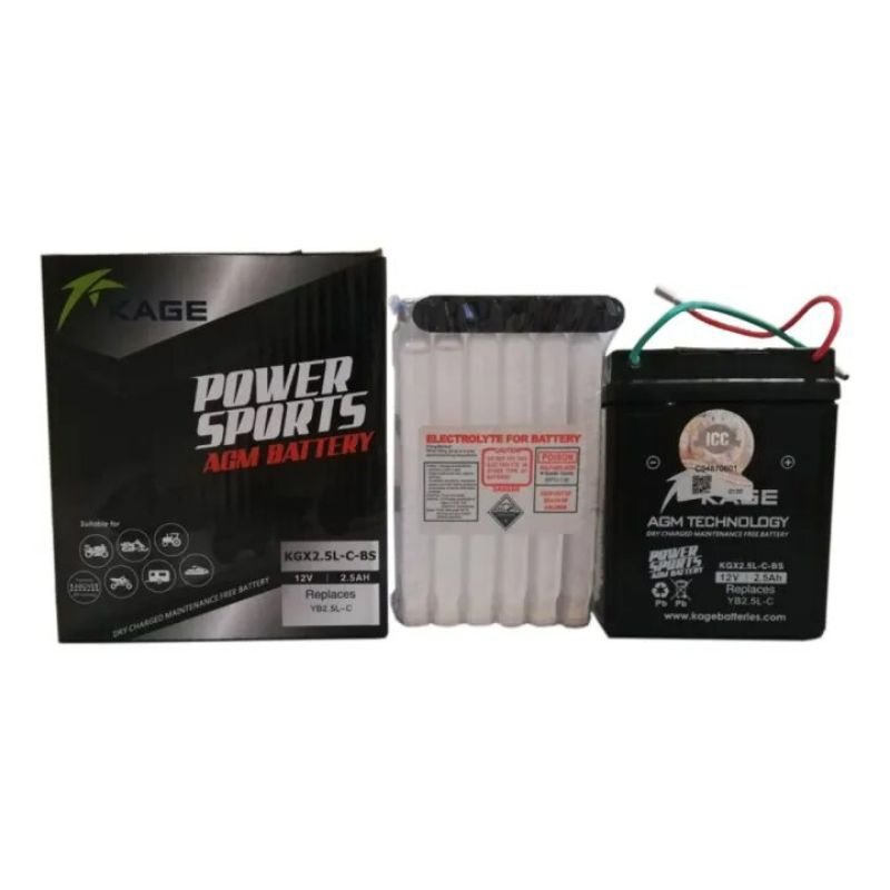 KAGE KGX2.5L-C-BS Maintenance-Free Motorcycle Battery (YB2.5L-C) - Image 3