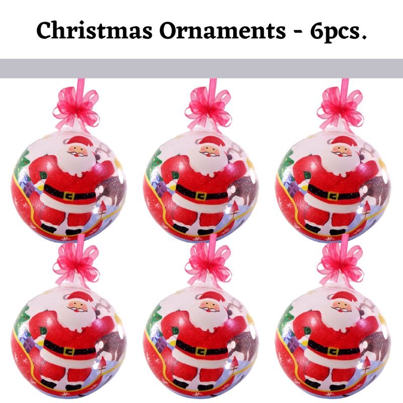 Santa Claus Glass Christmas Balls Decor Big Size 12cm 6pcs Set - Image 3