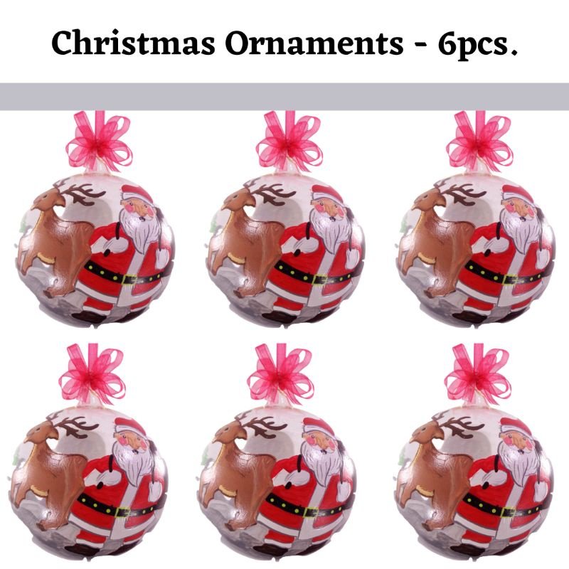 Santa Claus Glass Christmas Balls Decor Big Size 12cm 6pcs Set - Image 4
