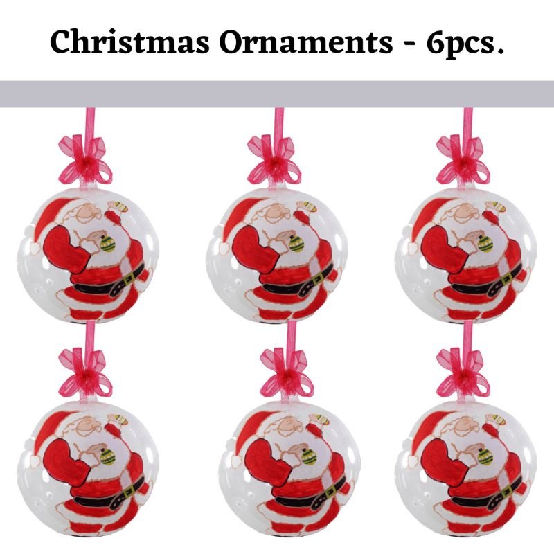 Santa Claus Glass Christmas Balls Decor Big Size 12cm 6pcs Set - Image 7