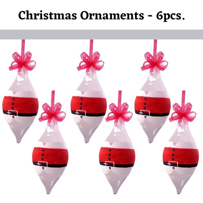 Santa Claus Glass Christmas Balls Decor Big Size 12cm 6pcs Set - Image 9
