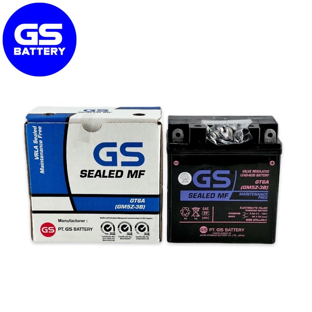 GS Motorcycle Battery GT6A-3B for FZ16/YAMAHA MIO, CRYPTON, SNIPER/X1/WAVE ALPHA/CRYPTON Z/ROUSER 13