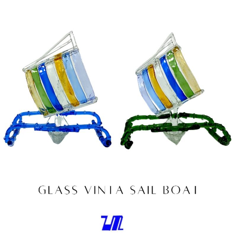 Vinta Outrigger Sail Boat Glass Figurine