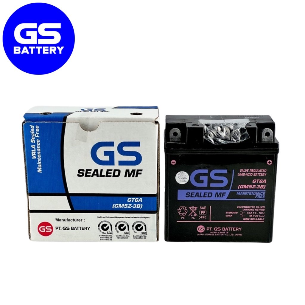 GS Motorcycle Battery GT6A (GM5Z-3B) with Solution Kit for HONDA WAVE / SHOGUN / MIO - Image 2