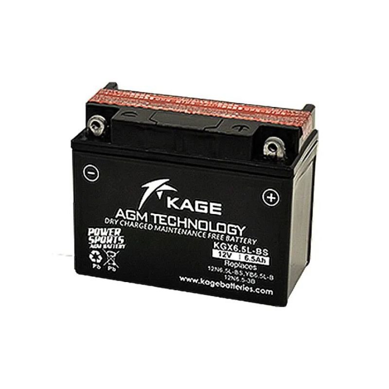 KAGE KGX6.5L-BS Maintenance-Free Motorcycle Battery (12N6.5-3B; 12N6.5L-BS; YB6.5L-B)