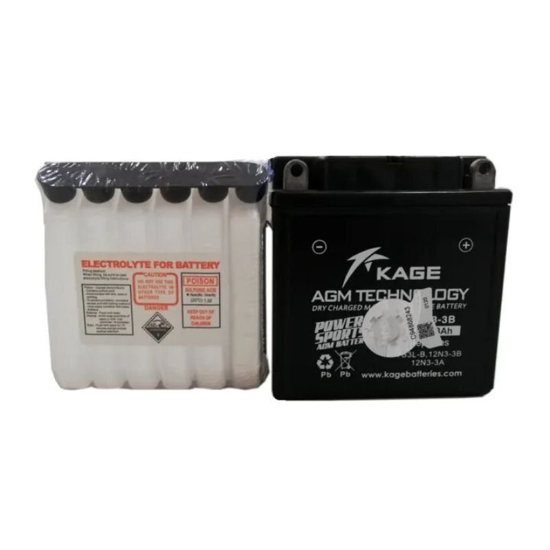 KAGE KGM3-3B Maintenance-Free Motorcycle Battery (12N3-3A; 12N3-3B; YB3L-B) - Image 2
