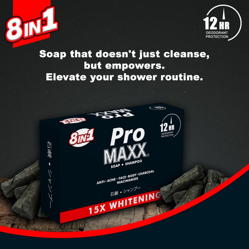 PROMAXX 8 IN 1 SOAP BODY SHAMPOO NIACINAMIDE ANTI ACNE, WHITENING, CHARCOAL 6 PCS - Image 2