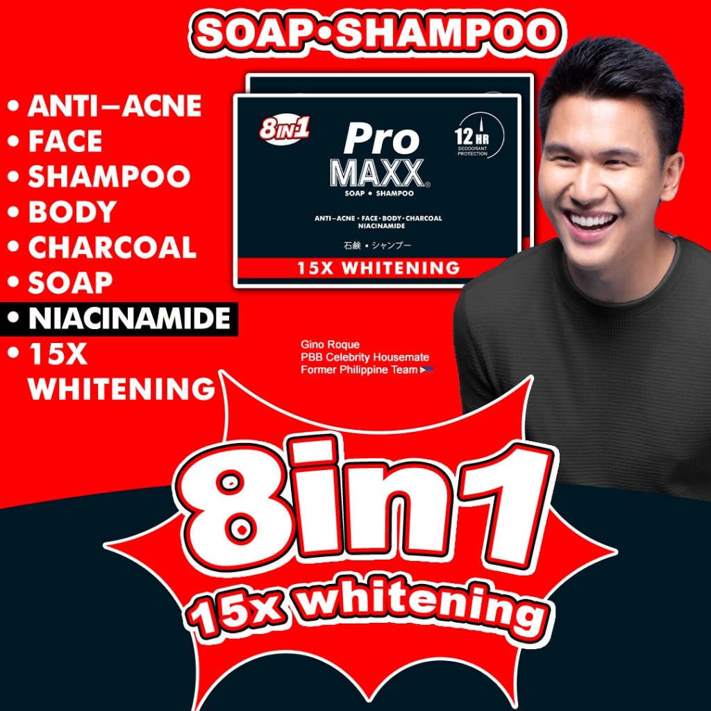 PROMAXX 8 IN 1 SOAP BODY SHAMPOO NIACINAMIDE ANTI ACNE, WHITENING, CHARCOAL 6 PCS - Image 5