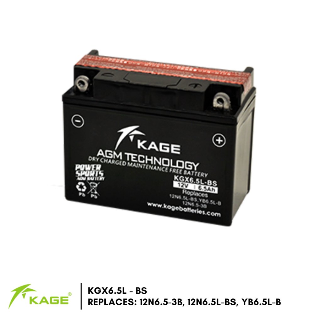 Kage Sealed KGX6.5L-BS - Motorcycle Battery / King150, Wizzard, Cafe Racer, Ke100, Tc125