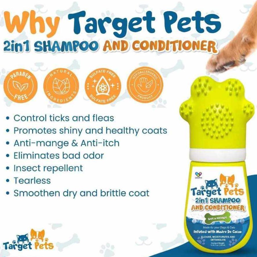 TARGET PETS 2-in-1 Shampoo and Conditioner Anti-fleas and Ticks Madre Cacao for Cats and Dogs 500ml - Image 3