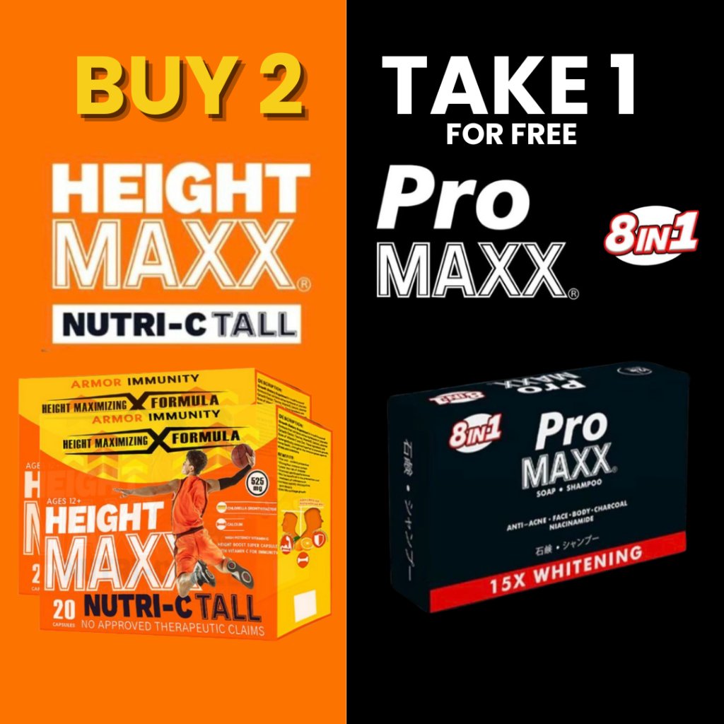 BUY 2 HEIGHT MAXX Nutri-C Tall Abscorbate TAKE 1 FREE 8-IN-1 Promaxx Soap