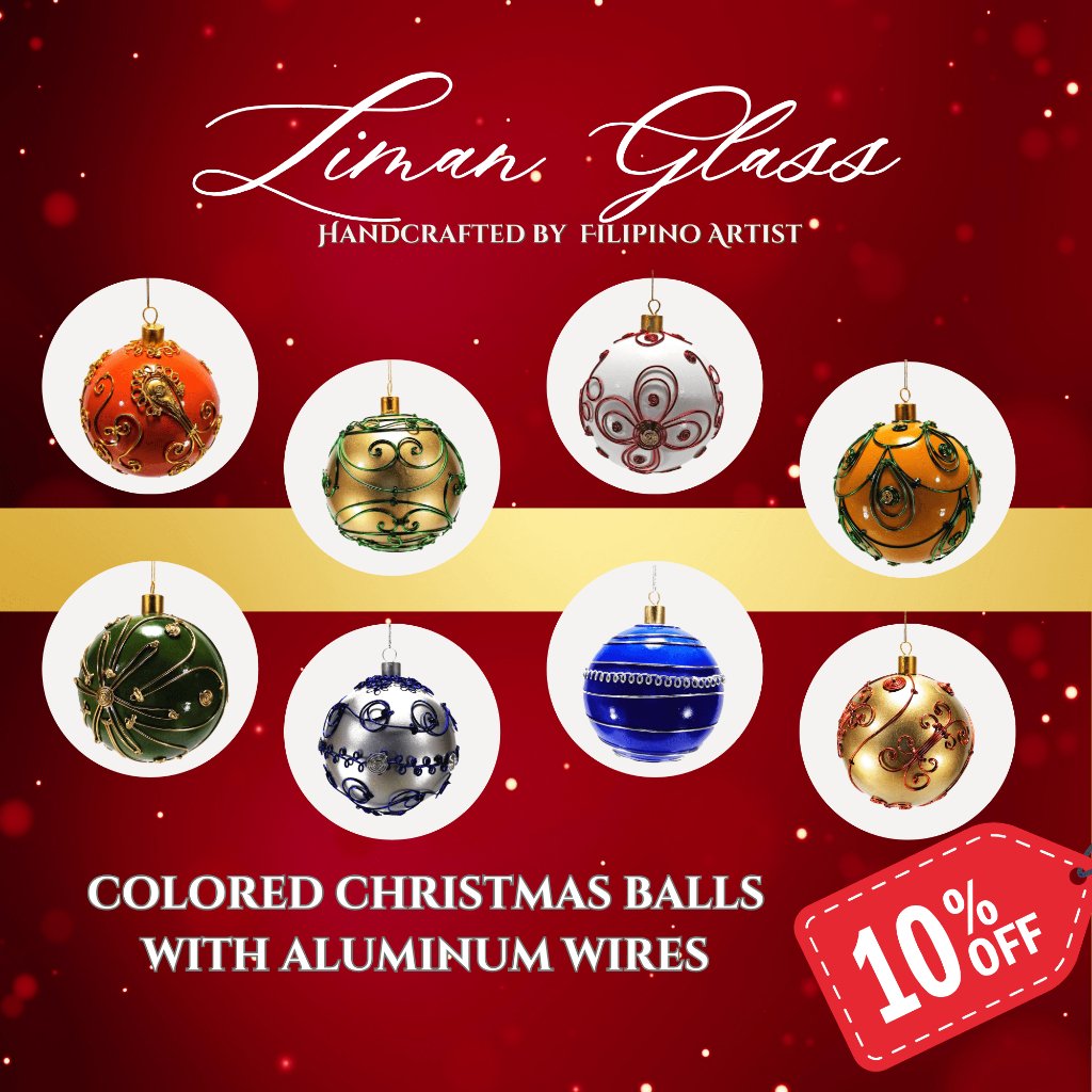 6pc Set Colored Christmas Balls Big Size Ornaments with Aluminum Wire Design - Image 2