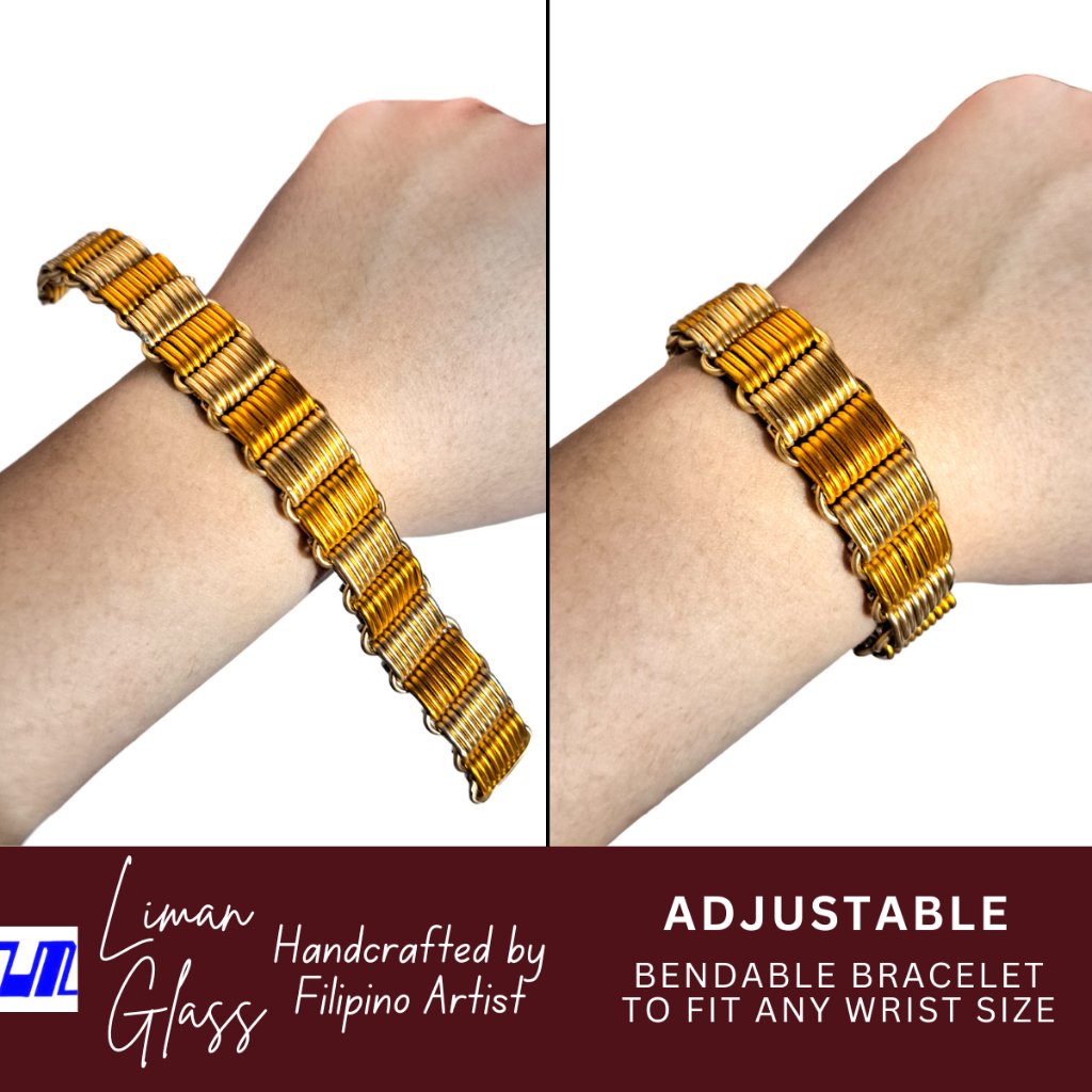 Adjustable Wire Bangle Bracelet Gold for Woman Handmade with Jewelry Box - Image 2