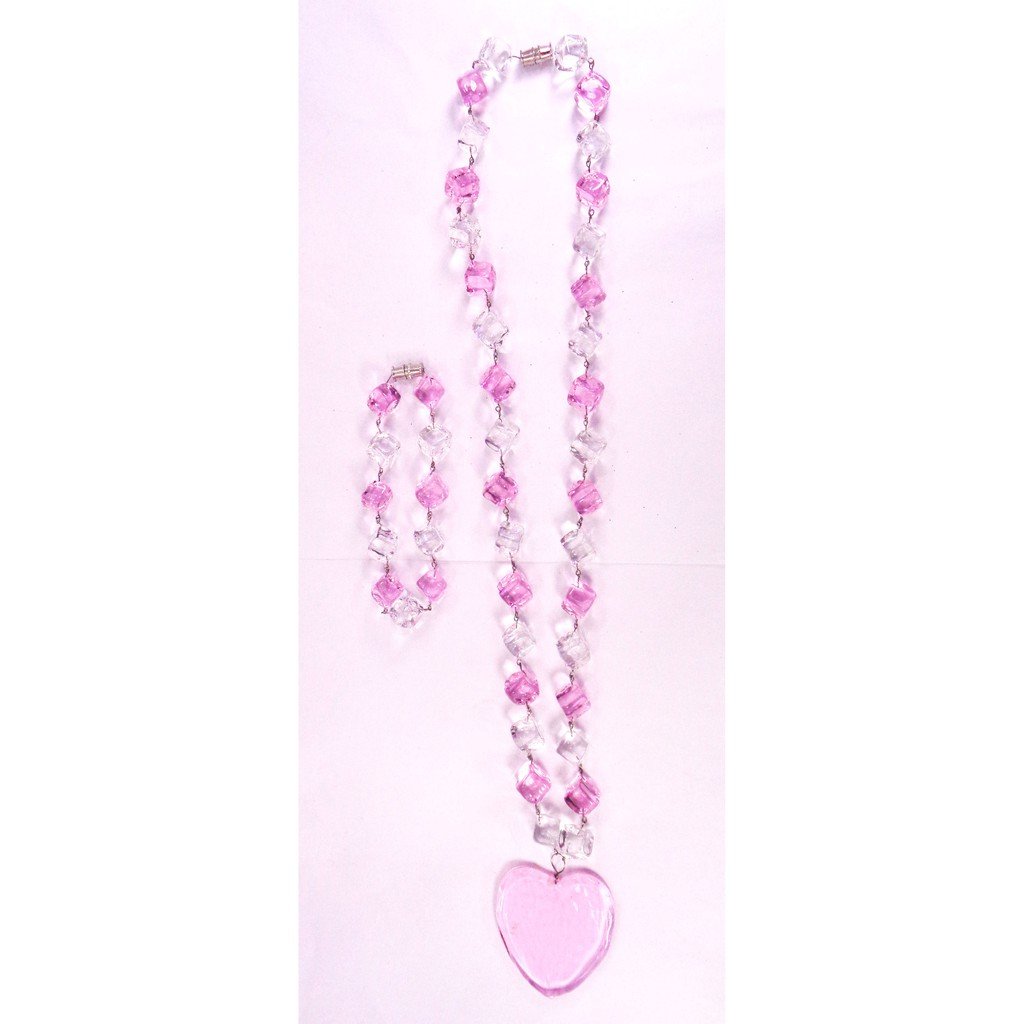 GLASS SOLID HEART PENDANT W/ GLASS DICE NECKLACE & BRACELET SET - Image 5