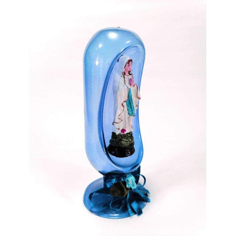 Mama Mary Statue Religious Figurines Home Decor Accents in Glass Dome - Image 3