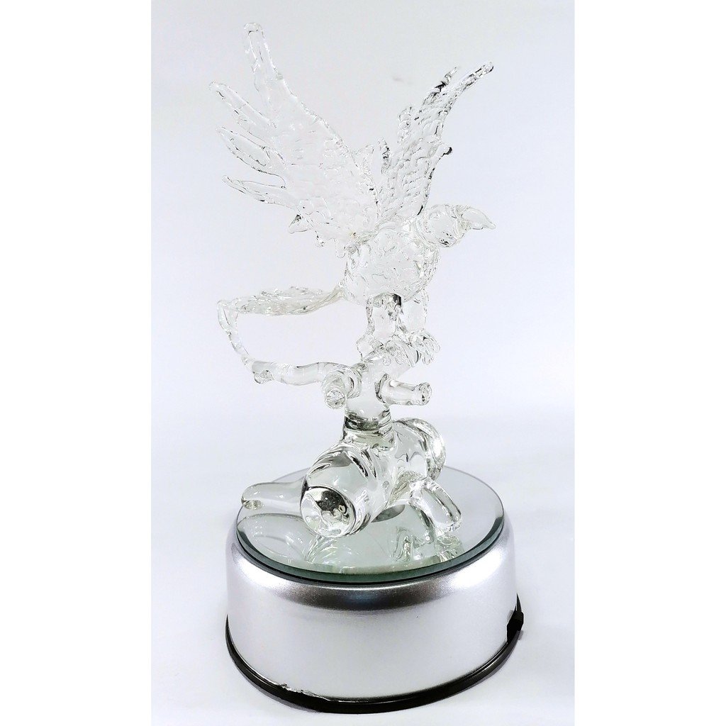 Philippine Blue Eagle Glass Figurine with Rotating Base and LED Lights Home Decoration (Clear) - Image 2