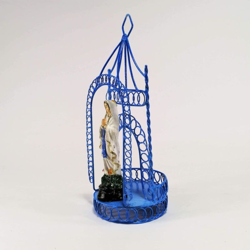 Mama Mary Statue Religious Figurines Home Decor Accents in Tin House Blue - Image 2