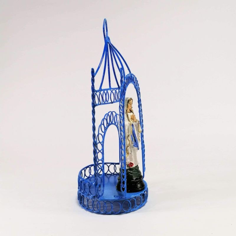 Mama Mary Statue Religious Figurines Home Decor Accents in Tin House Blue - Image 3