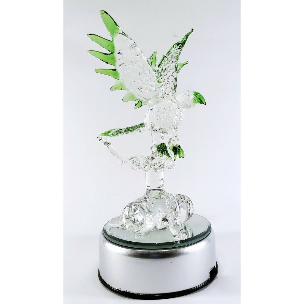 Philippine Blue Eagle Glass Figurine with Rotating Base and LED Lights Home Decoration (Green) - Image 3