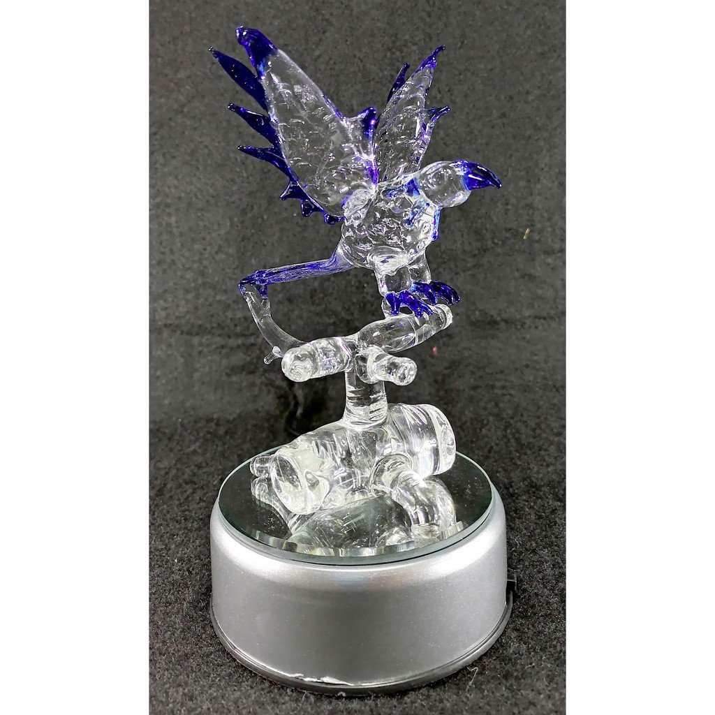 Philippine Blue Eagle Glass Figurine with Rotating Base and LED Lights Home Decoration (Dark Blue) - Image 3