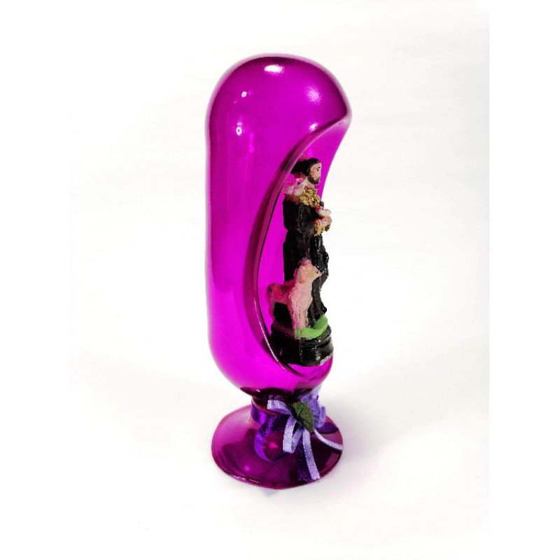 Saint Anthony De Padua Religious Figurines Home Decor Accents in Glass Dome Purple - Image 2